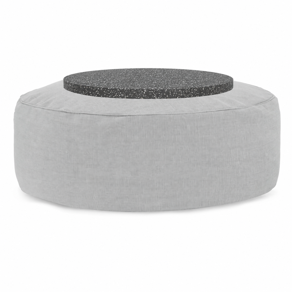Full Moon Table in stone NOAH with flat black terrazzo plate