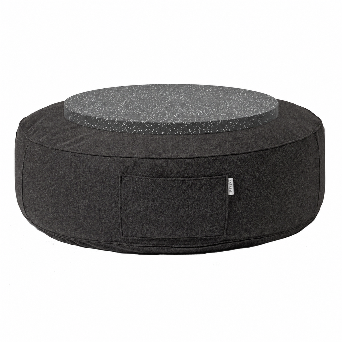 Full Moon Table in anthracite wool with flat black terrazzo plate