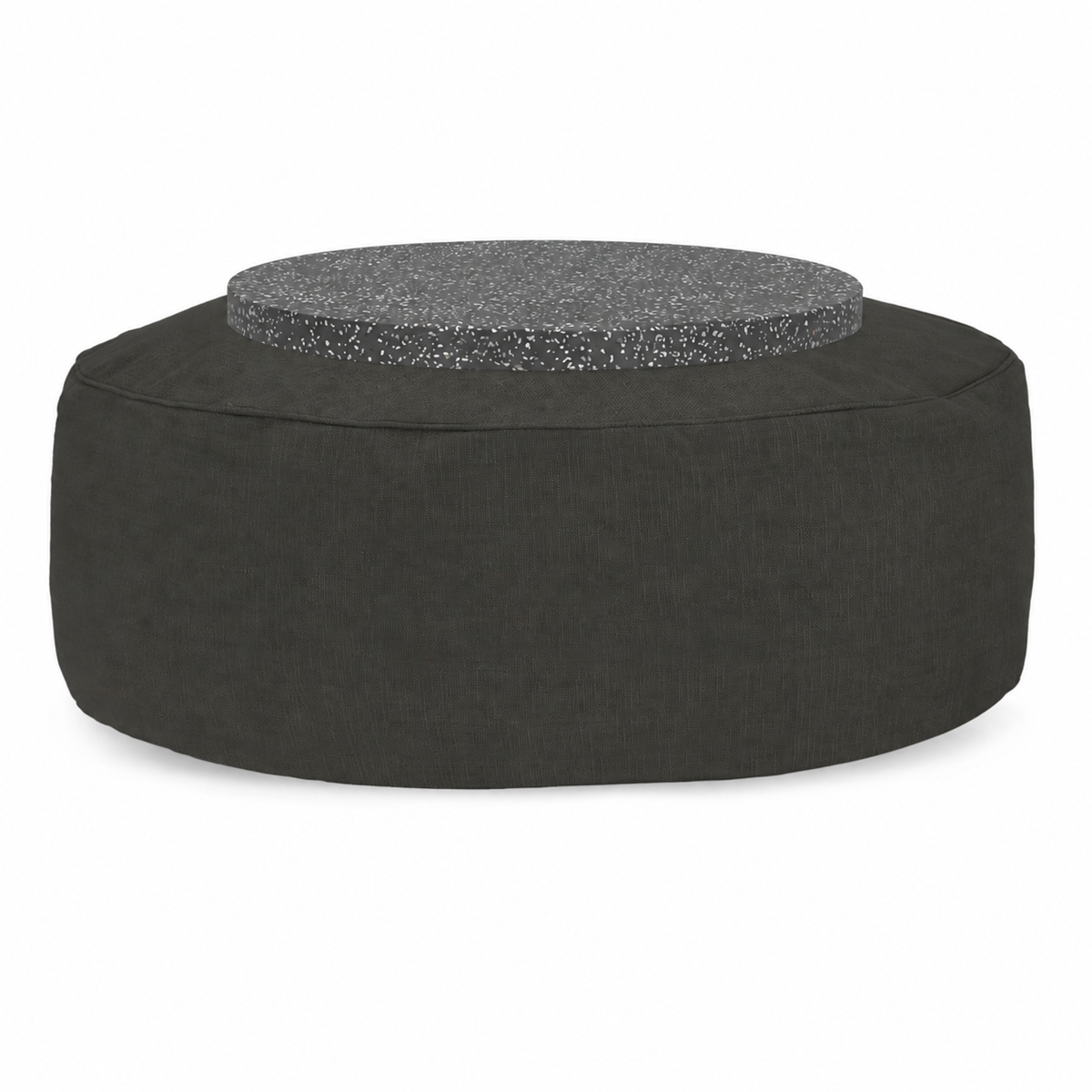 Full Moon Table in coffee NOAH with flat black terrazzo plate