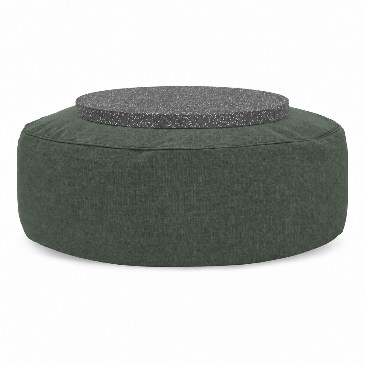Full Moon Table in dark green NOAH with flat black terrazzo plate