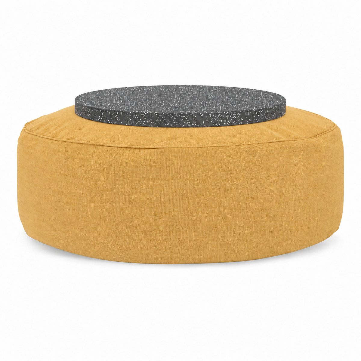 Full Moon Table in honey NOAH with flat black terrazzo plate
