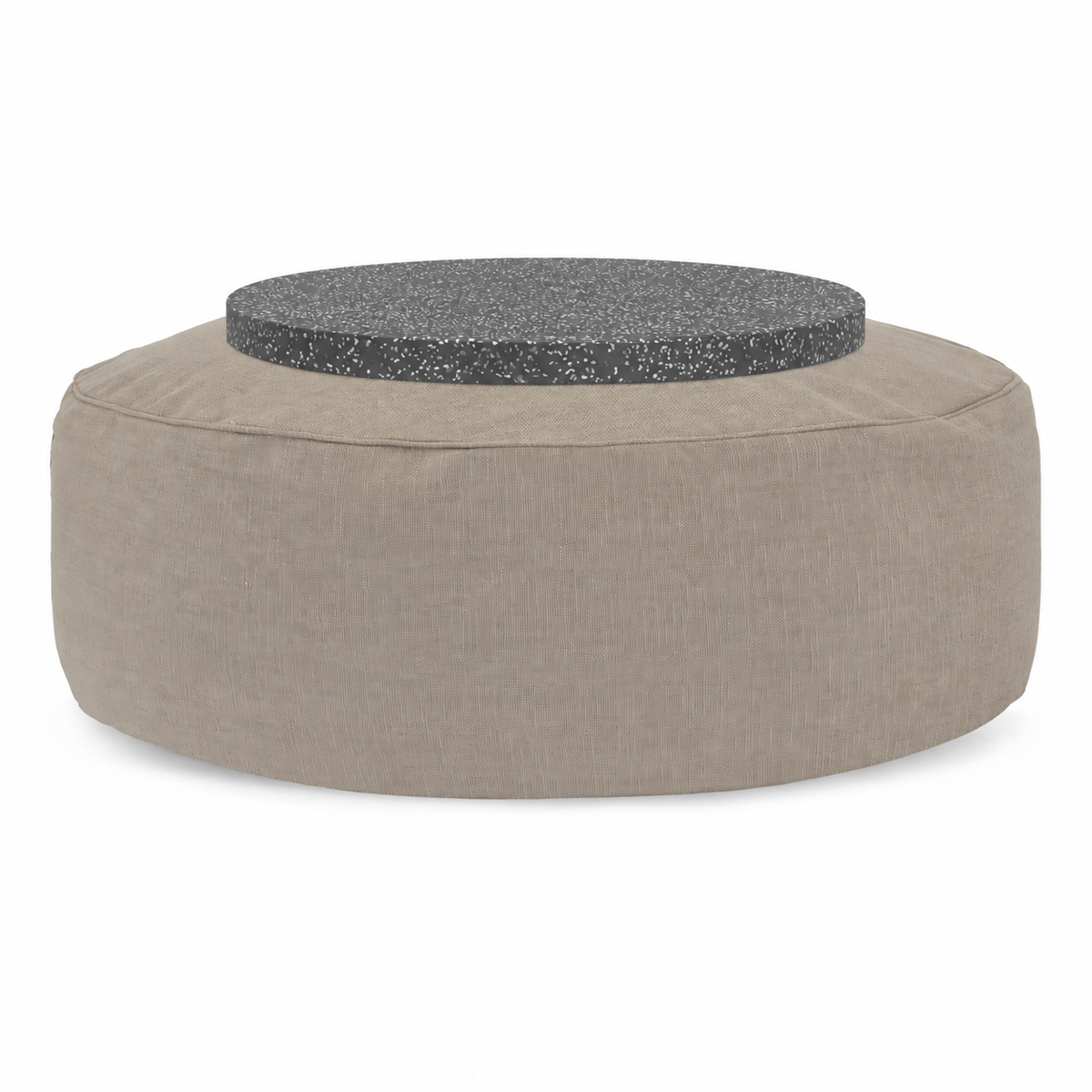 Full Moon Table in sand NOAH with flat black terrazzo plate