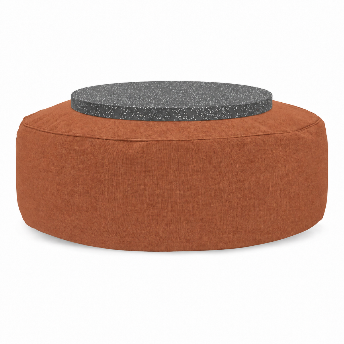 Full Moon Table in terracotta NOAH with flat black terrazzo plate